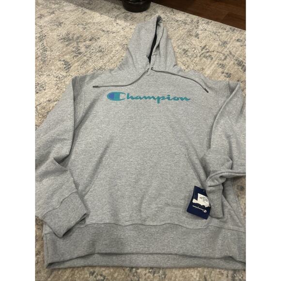 NWT CHAMPION Sz Large Grey Cotton Blend Jersey Men's Sweatshirt Hoodie Pullover - Picture 5 of 5